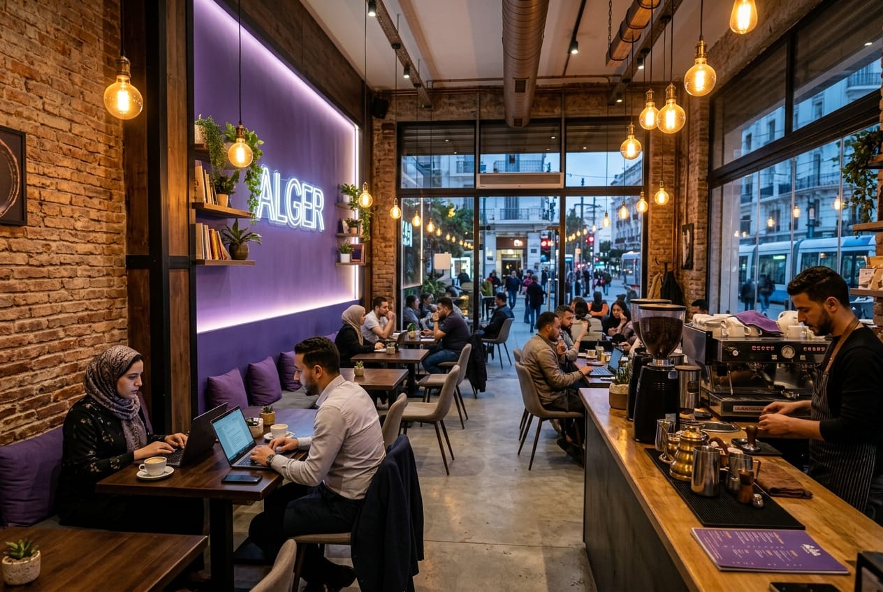 Café moderne et branché dans le centre-ville d'Alger