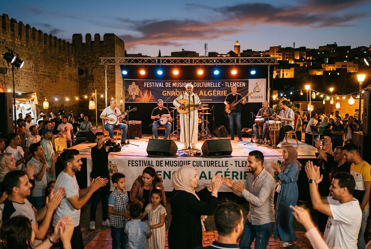 Open-air cultural music concert and festival in Tlemcen Algeria