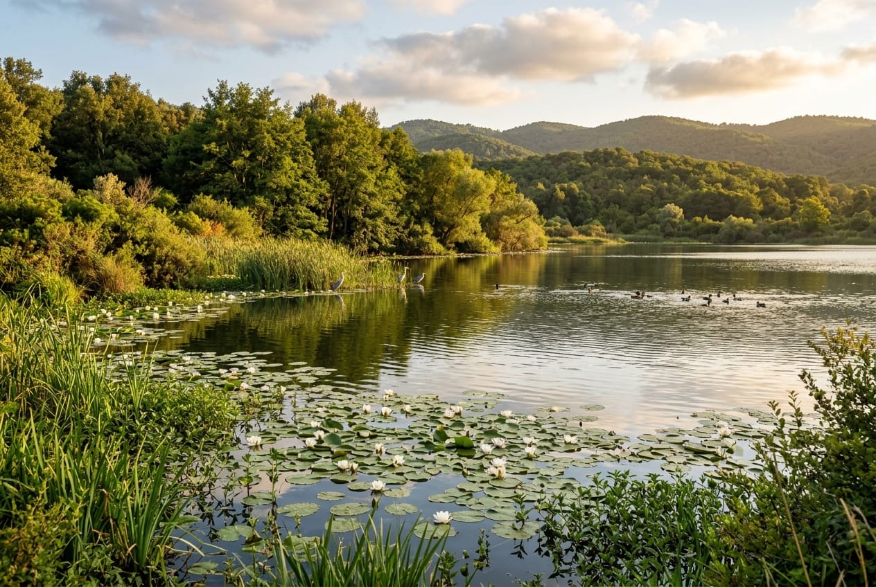 Lac Tonga et nénuphars blancs dans le Parc National d'El Kala wilaya d'El Tarf