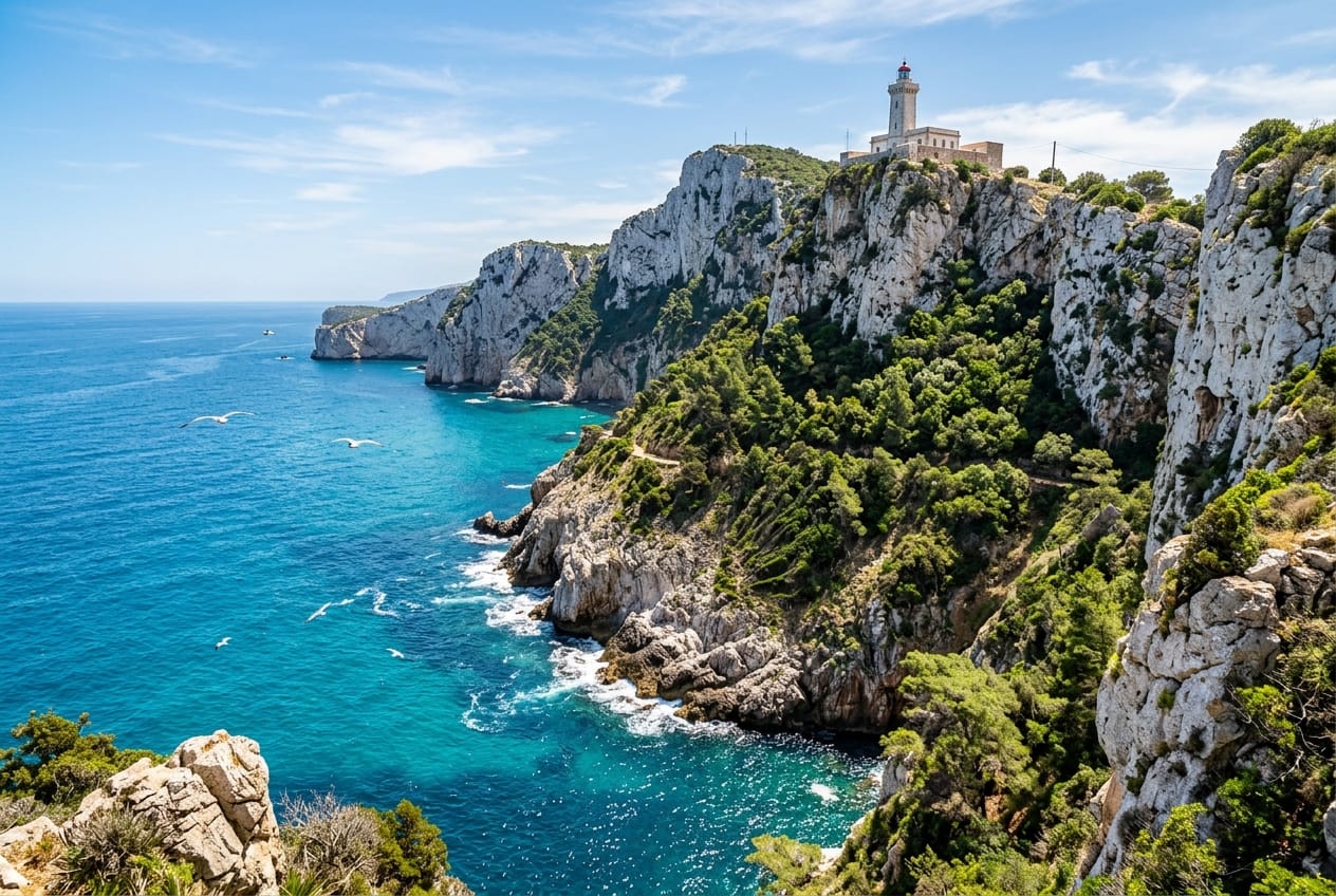 Falaises calcaires et mer turquoise au Cap Carbon dans le Parc National de Gouraya à Béjaïa