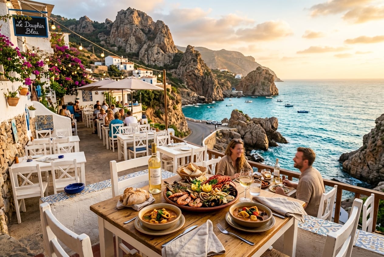 Restaurant de fruits de mer sur la côte méditerranéenne algérienne