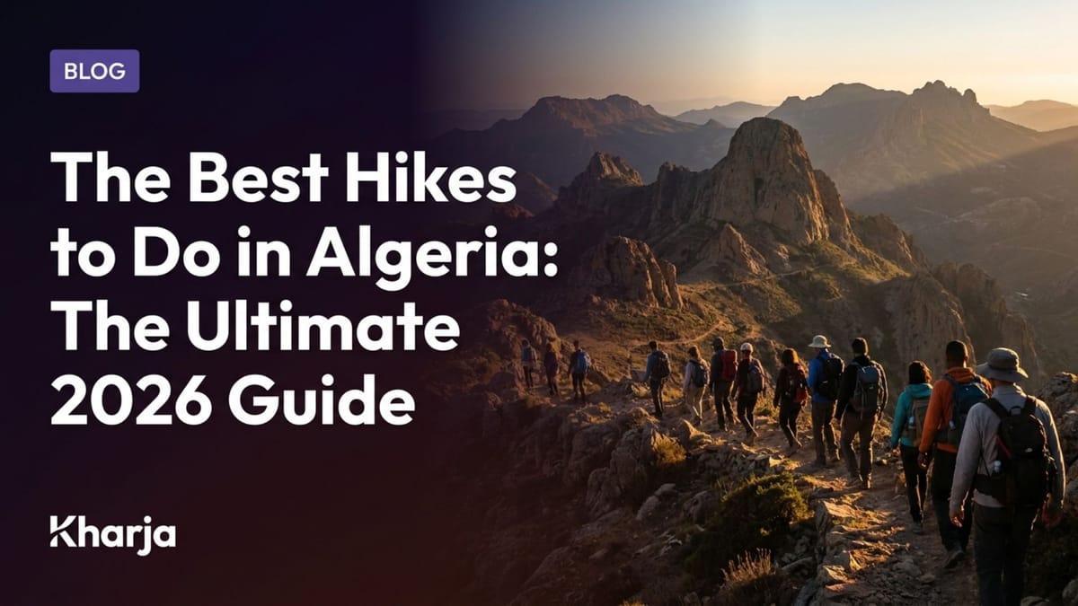 A group of hikers walking on the trails of the Djurdjura mountains in Algeria