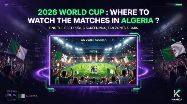 Algerian fans watching the 2026 World Cup match on a giant screen
